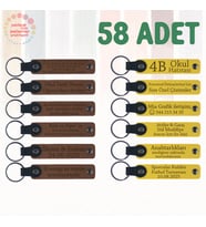 A Kahve & Sarı, Üniversite Mezuniyetine Hatıra, 58’li Set, İsimli Deri Anahtarlık