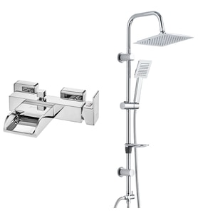 ECA Natura Banyo Bataryası+T-MAY Banyo Çam Kare Tepe Duş Takımı Seti Paslanmaz K (Krom)