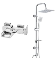 ECA Natura Banyo Bataryası+T-MAY Banyo Çam Kare Tepe Duş Takımı Seti Paslanmaz K (Krom)
