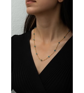 925 Ayar Nazar Göz Kolye.Cam Göz Kolye.Rose.Gold.Rodaj.