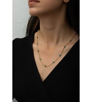 925 Ayar Nazar Göz Kolye.Cam Göz Kolye.Rose.Gold.Rodaj.
