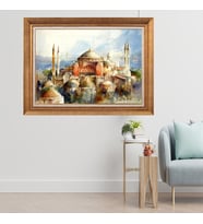 Altın Varaklı Çerçeveli Paspartulu  Tablo zv0867 (Gold)