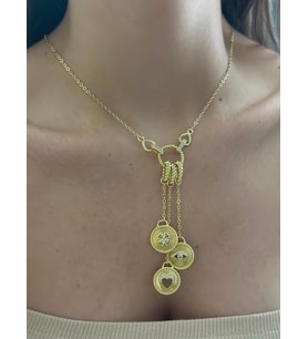 Charm Detaylı Şans Kolyesi (Çelik) Gümüş