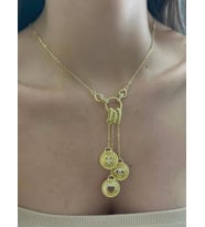Charm Detaylı Şans Kolyesi (Çelik) Gümüş