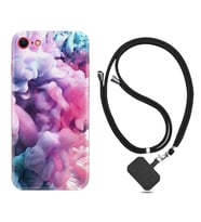 Apple iPhone 5 6 7 8 Plus Se XR Kılıf Boyun Askılı Silikon Pink Cloud 1305