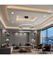Lzy Avize Store 3’lü Çember Modern Siyah Avize – Salon & Yemek Masası Sarkıt Aydınlatma (Krem)
