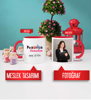 Psikolojik Danışman Kupa Bardak Kırmızı Fotoğraflı