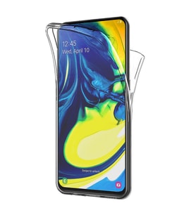 Samsung Galaxy A80 360 Derece Kılıf Silikon Şeffaf Ön Arka