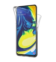 Samsung Galaxy A80 360 Derece Kılıf Silikon Şeffaf Ön Arka