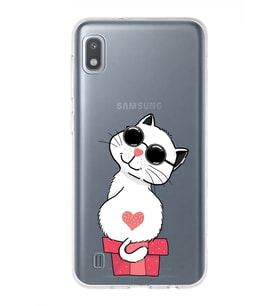 Samsung Galaxy A10 Uyumlu Kapak Cool Cat Tasarımlı Şeffaf Silikon Kılıf