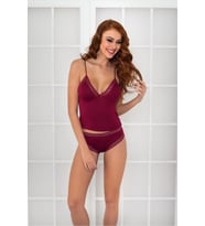 Dantelli Penye Atlet Külot / Kaşkorse Set (Bordo)