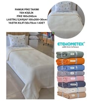 ETEHOMETEX HAVUZLU PİKE TAKIMI %100 PAMUK TEK KİŞİLİK