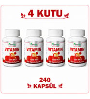 Vitamin B12 1000 mcg 4 Kutu 240 Kapsül – B12 Takviye Edici Gıda