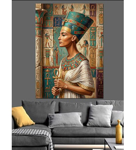 Antik Mısır Kraliçesi Nefertiti Portresi Dekoratif Kanvas - Mdf Ahşap Tablo