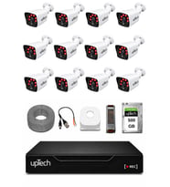 UPTECH 12 Kameralı Güvenlik Kamera Seti 2MP 1080P Full HD 6 Atom LED Gece Görüşlü 500GB HDD 5525