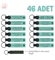 Kurum İçi Sosyal Etkinliklere Uygun 46'lı Set, Kişisel İsimli Hatıra Anahtarlık, Turkuaz & Yeşil