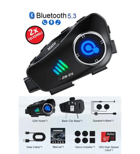 Q28 2x 2 Eşleşmeli Motosiklet Kask Bluetooth Kulaklık 1080p Kamera Su Geçirmez Intercom