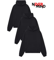 3'Lü Düz Basic Kalın Kışlık Sweatshirt - Siyah Beyaz Duman Gri Oversize Kapüşonlu
