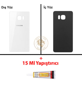 Samsung Galaxy S6 Edge Plus Beyaz Renk Arka Kapak + B7000 Yapıştırıcı Arka Cam Batarya Kapağı Pil Kapağı Lazer Kesim Back Cover Galaxy S6 Edge Plus Uyumlu