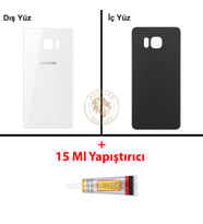 Samsung Galaxy S6 Edge Plus Beyaz Renk Arka Kapak + B7000 Yapıştırıcı Arka Cam Batarya Kapağı Pil Kapağı Lazer Kesim Back Cover Galaxy S6 Edge Plus Uyumlu