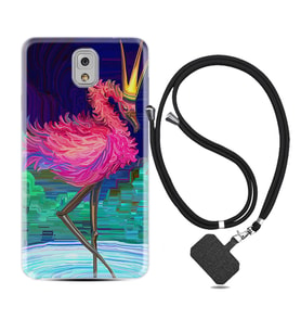 Samsung Note 3 4 5 8 9 20 Ultra 10 Lite Kılıf Boyun Askılı Silikon Queen Flamingo 1748