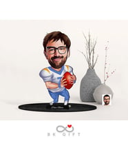 BK Gift Kişiye Özel Erkek Amerikan Futbolcu Karikatürlü Ahşap Biblo-1