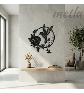 Metla Metal Sinek Kuşu Çiçek Dairesel Modern Metal Duvar Tablosu Salon Ofis Yeni Ev Hediyesi