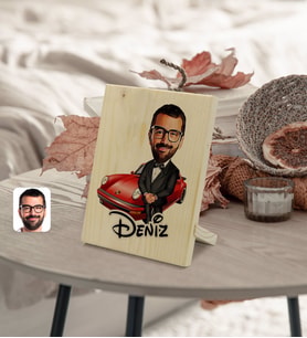 BK Gift Kişiye Özel İsimli Erkek Patron Karikatürlü Dekoratif Ahşap Çerçeve Model 1