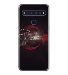 TCL 10L 10 Plus 10SE 20E 20SE 30SE L7 Kılıf Desemli Silikon Kurt ve Ay Yıldız 1403