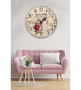 Retro Tasarımlı Duvar Saati 35x35 Cm (Baskılı)