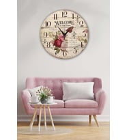 Retro Tasarımlı Duvar Saati 35x35 Cm (Baskılı)