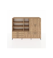 Hyperion Dolap 11 Raflı 3 Çekmeceli 5 Kapaklı 220x44x163 Çam-Çam
