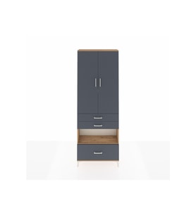 Arges Dolap 4 Raflı 3 Çekmeceli 2 Kapaklı 88x30x243 Çam-Antrasit