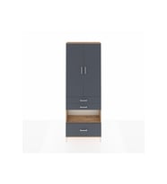 Arges Dolap 4 Raflı 3 Çekmeceli 2 Kapaklı 88x30x243 Çam-Antrasit