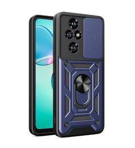 Honor 200 Pro Uyumlu Kılıf Magnetik Standlı Kamera Korumalı Zore Sürgülü Vega Kapak (Mavi)