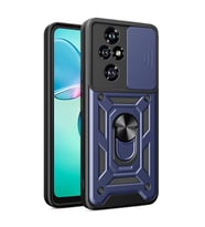 Honor 200 Pro Uyumlu Kılıf Magnetik Standlı Kamera Korumalı Zore Sürgülü Vega Kapak (Mavi)