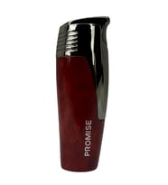 Promise Tek Torch Pürmüz Kırmızı-Gümüş Desenli Puro Çakmağı
