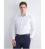 LCW BUSINESS Bej Slim Fit Uzun Kollu Çizgili Gabardin Erkek Gömlek