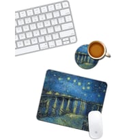 Van Gogh Plajda Yıldızlı Gece Mouse Pad ve Bardak Altlığı Set