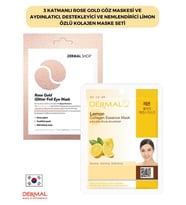 3 Katmanlı Rose Gold Göz Maskesi ve Aydınlatıcı, Destekleyici Ve Nemlendirici Limon Özlü Kolajen Maske Seti 2 Adet