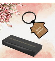 KİŞİYE ÖZEL KUTULU METAL BAMBU EV ANAHTARLIK