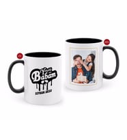 BK Gift Kişiye Özel Babalar Günü Hediyesi Fotoğraflı Siyah Beyaz Kupa Bardak-87