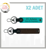 Koyu Turkuaz-Koyu Kahve, İsminize Özel 01 Adana Yazılı, Şık Bir Armağan Seçeneği, x2 Anahtarlık Seti