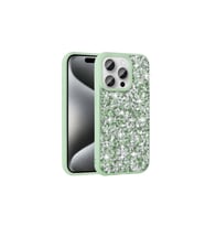 Apple iPhone 15 Pro Uyumlu Kılıf Parlak Taşlı Tasarım Zore Linea Kapak (Açık Yeşil)