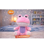 Peluş Kurbağa 26 CM Yumuşacık Sevimli Oyuncak (Pembe)
