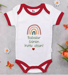 BK Kids Babalar Günü Tasarımlı Kırmızı Bebek Body Zıbın-2