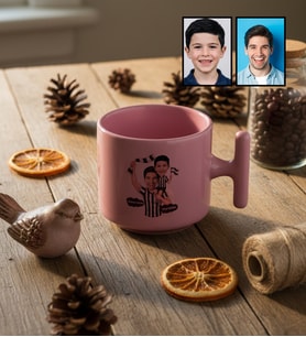 Kişiye Özel Karikatürlü Siyah Beyaz Taraftar Baba Oğul T Pastel Kupa Babalar Günü Hediyesi