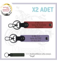 Motosiklet Maceracılarına, İsim Plaka ve 0 Rh (+) Kan Grubu, x2 Set Anahtarlık, Nar Çiçeği-Mor-Ysl (Çok Renkli)