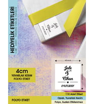Kalp Figürlü Etiket, Cemiyet için Ürünlerinize Özel 4 Cm - 100 Adet Letbil Folyo Sticker