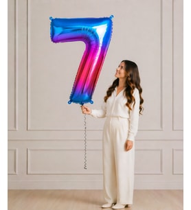 76 cm Renkli 7 Rakamı Helyumlu Balon